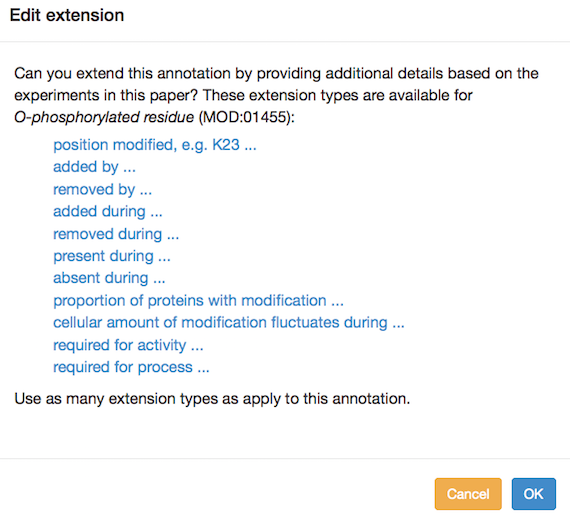 Modification annotation extension options